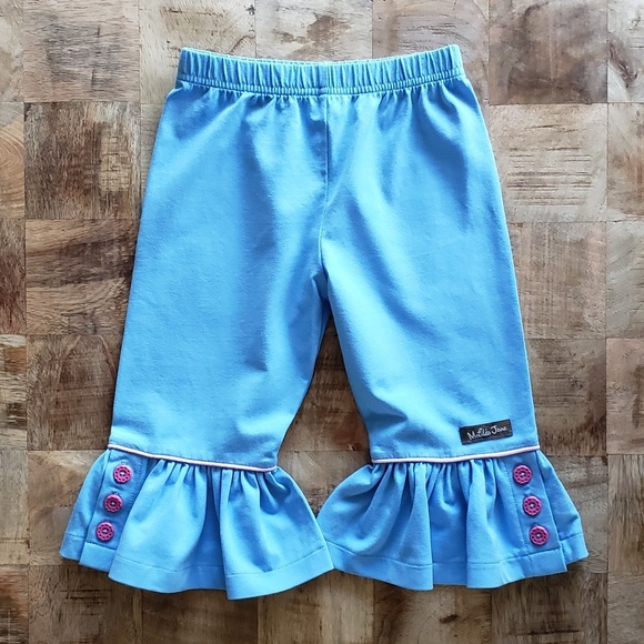 NWOT Matilda Jane Blue & Pink Ruffled Pants 18 mo - Picture 1 of 4